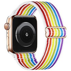 31 X RECOPPA SOLO LOOP STRAP COMPATIBLE WITH APPLE WATCH 38MM 41MM 40MM, ADJUSTABLE STRETCH ELASTICS NYLON SPORT REPLACEMENT BAND FOR IWATCH SERIES 8 7 6 5 4 3 2 1 SE FOR MEN WOMEN (RAINBOW 01) - TOT
