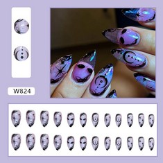 150 X ALMOND FALSE NAILS SHORT - 24 PCS PURPLE AURORA PRESS ON NAILS - FULL COVER FAKE NAILS ARTIFICIAL SQUARE PRESS ON NAILS - FAKE NAILS FOR WOMEN GIRLS SUITABLE FOR HALLOWEEN PARTY - TOTAL RRP £62