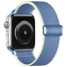 30 X RECOPPA SOLO LOOP STRAP COMPATIBLE WITH APPLE WATCH 41MM 38MM 40MM, ADJUSTABLE STRETCH ELASTICS NYLON SPORT REPLACEMENT BAND FOR IWATCH SERIES 8 ULTRA 7 6 5 4 3 2 1 SE FOR MEN WOMEN (BLUE/YELLOW