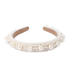 18 X HANDMADE PEARL HAIRBAND QUEEN'S HEADBAND RETRO BRIDAL HAIRBAND HAIR ACCESSORIES FOR WOMEN AND GIRLS (FINE PEARL 021) - TOTAL RRP £135: LOCATION - A RACK