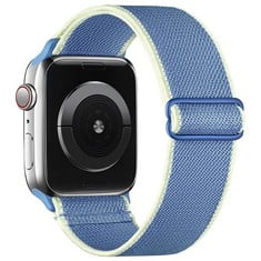 31 X RECOPPA SOLO LOOP STRAP COMPATIBLE WITH APPLE WATCH 41MM 38MM 40MM, ADJUSTABLE STRETCH ELASTICS NYLON SPORT REPLACEMENT BAND FOR IWATCH SERIES 8 ULTRA 7 6 5 4 3 2 1 SE FOR MEN WOMEN (BLUE/YELLOW