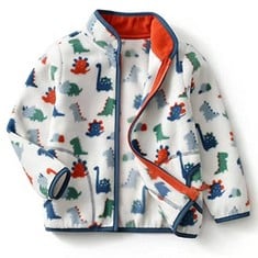 12 X BOYS FLEECE JACKET, BABY LONG SLEEVE COAT FULL ZIP AND LIGHTWEIGHT DINOSAUR PATTERN SUPER SOFT CARDIGAN TOP OUTERWEAR FOR SPRING AUTUMN, 100CM - TOTAL RRP £130: LOCATION - A RACK