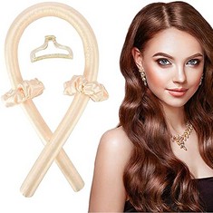 38 X HEATLESS CURLERS HEADBAND,HEATLESS CURLS,NO HEAT WAVE HAIR CURLERS STYLING TOOLS FOR LONG MEDIUM HAIR,HAIR CURLERS MAKE HAIR SOFT AND SHINY(YELLOW) - TOTAL RRP £190: LOCATION - A RACK