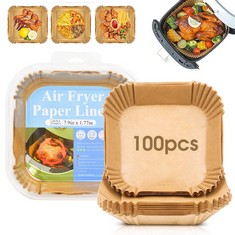 14 X PIPE HOME AIR FRYER DISPOSABLE PAPER LINER COMPATIBLE WITH NINJA FOODI DUAL AIR FRYER TOASTER OVEN, NON-STICK AIR FRYER PARCHMENT PAPER BAKING ACCESSORIES (100PCS-7.9 INCH SQUARE): LOCATION - H