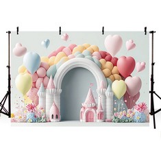 QTY OF ASSORTED ITEMS TO INCLUDE MEHOFOND 7X5FT BALLON FAIRY TALE CASTLE GIRL BIRTHDAY PHOTOGRAPHY BACKDROP: LOCATION - H RACK