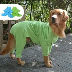 8 X DOG COTTON PAJAMAS PJS ELASTIC WARM PET TURTLENECK SWEATER 4 LEGS FULL COVERED ONESIE JUMPSUIT FOR SMALL MEDIUM LARGE DOGS, ALL WEATHER AVAILABLE GREEN XXXL - TOTAL RRP £220: LOCATION - H RACK