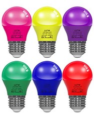 19 X LUTW E27 LED LIGHT BULB 6 COLOURS, 40 WATT EQUIVALENT, LIGHTING BULBS FOR CHRISTMAS HOLIDAY HALLOWEEN PARTY DECORATION, A15/G45 LED LIGHTING COLOURED BULBS, 5W 450LM NON-DIMMABLE, PACK OF 6 - TO