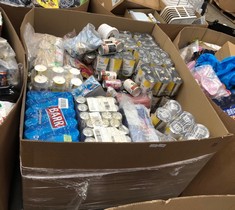 PALLET OF ASSORTED FOOD & DRINK ITEMS TO INCLUDE BARR CREAM SODA SOME ITEMS MAY BE PAST BBD: LOCATION - BACK FLOOR(COLLECTION OR OPTIONAL DELIVERY AVAILABLE)