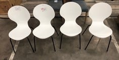 CRESCENT SET OF 4 WHITE DINING CHAIRS : LOCATION - PHOTO BOOTH(COLLECTION OR OPTIONAL DELIVERY AVAILABLE)