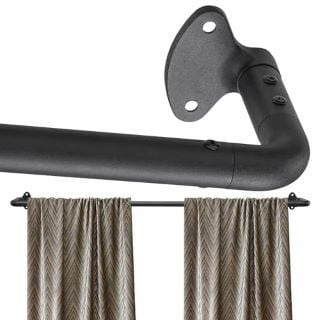10 X TELESCOPIC CURTAIN  POLE 245CM FROSTED BLACK RRP £120: LOCATION - D