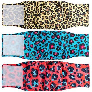 16 X PET SOFT BELLY BANDS FOR DOGS, WASHABLE DOG NAPPIES MALE, DOG NAPPY WRAP DIAPERS REUSABLE FOR PUPPY DOGS 3 PACK (PATTERN2, L) - TOTAL RRP £227: LOCATION - E