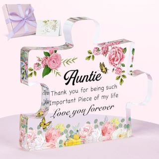 25 X AUNTIE'S GIFTS, HOMBRIMA PERSONALISED ACRYLIC BLOCK PUZZLE PLAQUE GIFTS FOR AUNT FROM NIECE NEPHEW(APUZZLE12-AUNTIE) - TOTAL RRP £187: LOCATION - E