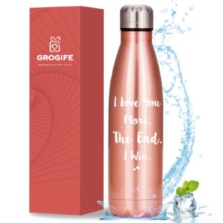19 X VALENTINES GIFTS FOR HER GIRLFRIEND WIFE ANNIVERSARY - WATER FLASK SPEAKING "I LOVE YOU MORE THE END I WIN", VALENTINES DAY GIFTS FOR HER, FUNNY I LOVE YOU GIFTS FOR HER, BIRTHDAY LOVE GIFTS FOR