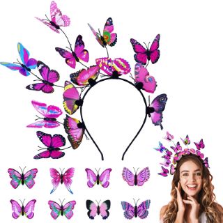 20 X ORGOUE BUTTERFLY HEADBAND, BUTTERFLY FASCINATOR BUTTERFLY HALLOWEEN HEADBAND FESTIVAL HAIR ACCESSORIES WITH 8 BUTTERFLY HAIR CLIPS FOR ADULTS WOMEN GIRLS FOR HALLOWEEN CARNIVAL PARTY FESTIVALS -