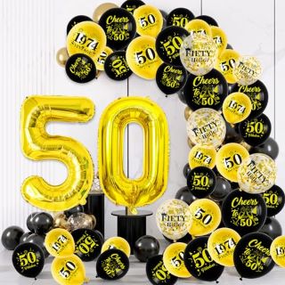 QTY OF ASSORTED ITEMS TO INCLUDE AFRITEE 50TH BIRTHDAY DECORATIONS-50TH BIRTHDAY BALLOONS RRP £200
: LOCATION - F