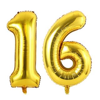 48 X PONMOO 16 61 NUMBER BALLOONS GOLDEN, 0 TO 100 BALLOONS NUMBER, BALLOONS BIRTHDAY PARTY DECORATION FOIL NUMBER AGE BALLOONS 16 61 GOLDEN - 34 INCH - TOTAL RRP £279: LOCATION - F