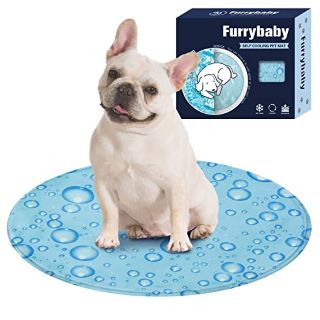 17 X FURRYBABY DOG COOLING MAT, PET BED DOG MAT SELF-COOLING PAD COOL GEL BED LARGE DOG COOLING PADS MATS, NO NEED TO REFRIGERATE OR FREEZE, APPLY INDOORS OUTDOORS CAR (DROPLETS PAD CIRCLE L 50CM) -