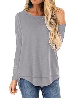 17 X PCEAIIH TOPS FOR WOMEN LONG SLEEVE SIDE SPLIT CASUAL LOOSE TUNIC TOP BLOUSE SHIRT (S, LO-LIGHT GRAY) - TOTAL RRP £198:: LOCATION - G