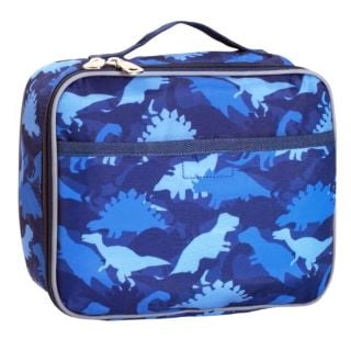 9 X FENRICI KIDS' LUNCH BOX FOR BOYS, GIRLS, PERFECT FOR PRIMARY, SECONDARY SCHOOL STUDENTS, SOFT SIDED COMPARTMENTS, SPACIOUS, INSULATED, FOOD SAFE, 27CM X 23CM X 10CM, BLUE, DINOSAUR: LOCATION - G