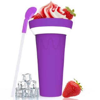 16 X NORBOE SLUSHY CUP DIY SLUSHIE MAKER SILICONE CUP DOUBLE LAYERS CUP SMOOTHIE PINCH ICE CUP SILICA CUP MAGIC CUP PORTABLE SQUEEZE ICY CUP SUMMER PORTABLE TRAVEL FOR PARENT & KIDS, A05-PURPLE - TOT