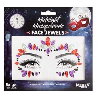 57 X FACE JEWELS BY MOON TERROR | MIDNIGHT MASQUERADE | FESTIVAL FACE BODY GEMS, SFX MAKEUP, CRYSTAL MAKEUP EYE GLITTER STICKERS, TEMPORARY TATTOO JEWELS, SPECIAL EFFECTS MAKE UP - TOTAL RRP £135: LO