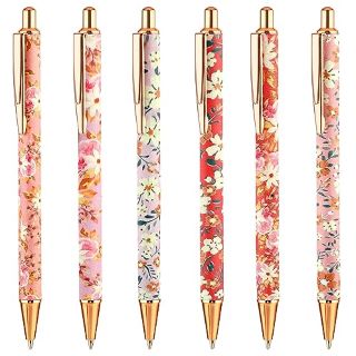 44 X TIESOME 6PCS FLORAL ART BALLPOINT PENS, 1.0MM FASHIONABLE RETRACTABLE BALLPOINT PEN BLACK BALLPOINT PERSONALIZED PENS, SUITABLE FOR WOMEN, COLLEAGUES, TEACHERS, STUDENTS GIFTS(COLOR1) - TOTAL RR