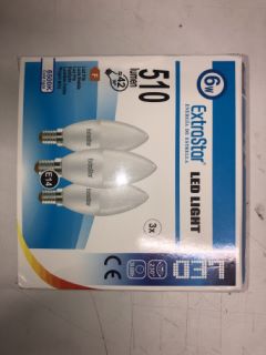 QTY OF ASSORTED ITEMS TO INCLUDE EXTRASTART LED LIGHT 510 LUMEN E14 PACK OF 3 RRP £280: LOCATION - J