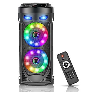 5 X PORTABLE BLUETOOTH SPEAKER, 30W WIRELESS SPEAKER WITH DOUBLE 4’’ FULL RANGE STEREO SOUND, MIXED COLOR LED LIGHTS, REMOTE, SUPPORTS EQ, TWS, USB, TF, AUX, LOUD SPEAKER FOR TRAVEL, HOME, PARTY(1 PC