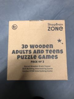 7 X SHARPBRAIN ZONE 3D WOODEN ADULTS AND TEENS PUZZLE GAMES RRP  £111: LOCATION - B