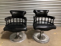 2 X BLACK LEATHER BARBER CHAIRS