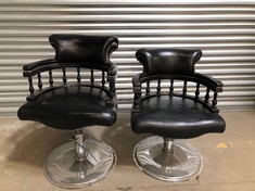 2 X BLACK LEATHER BARBER CHAIRS