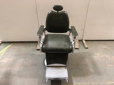 1 X GREEN LEATHER BARBER CHAIR