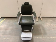 1 X GREEN LEATHER BARBER CHAIR