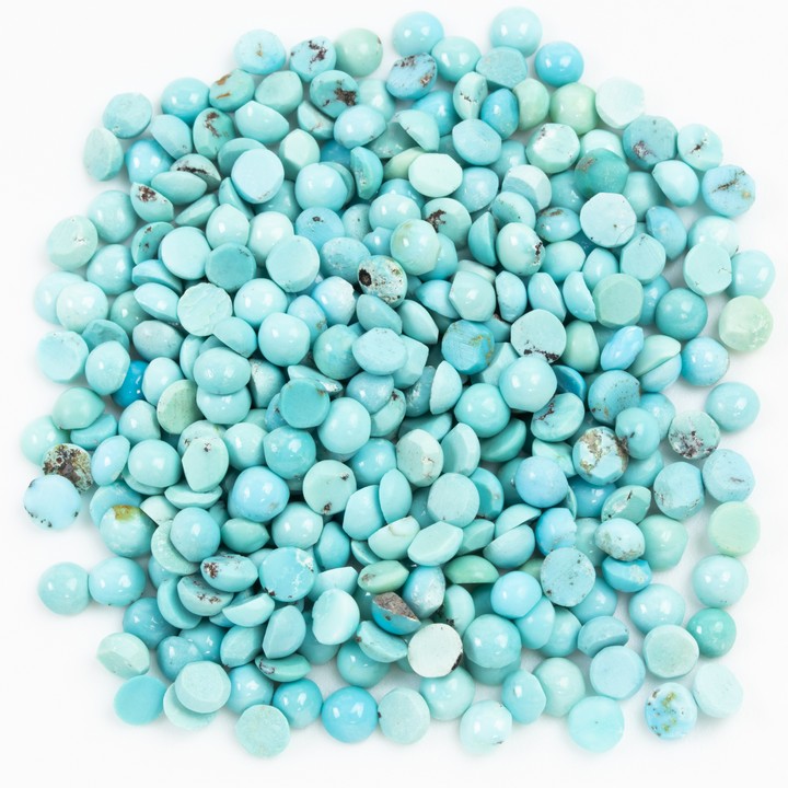 72.18ct Turquoise Cabochon Round-cut Parcel of Gemstones, 3.75mm