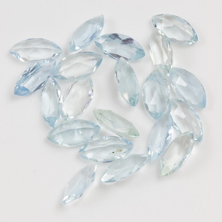 18.24ct Aquamarine Faceted Marquise-cut Parcel of Gemstones, 10x5mm