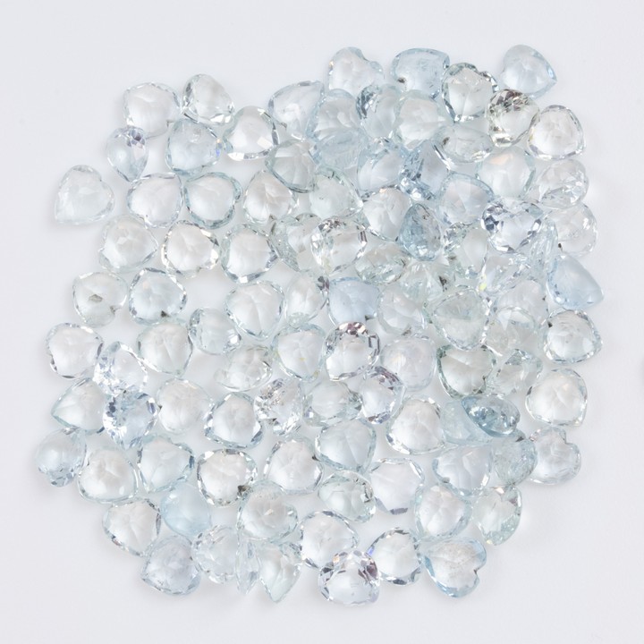 39.99ct Aquamarine Faceted Heart-cut Parcel of Gemstones, 5mm