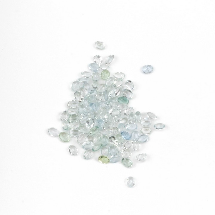 15.49ct Aquamarine Faceted Oval-cut Parcel of Gemstones, 4x3mm