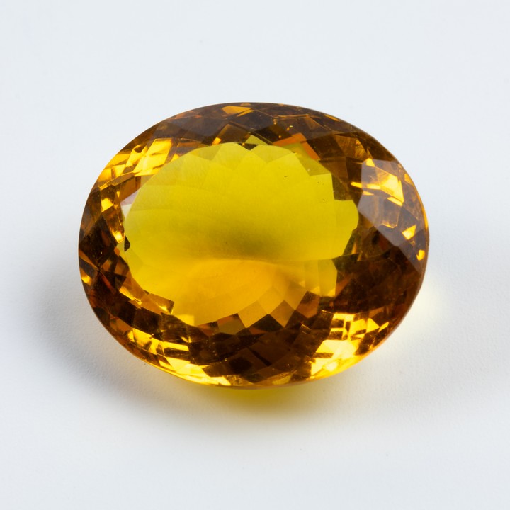 34.96ct Citrine Intense Yellow Faceted Oval-cut Single Gemstone, 24.3x19.8mm