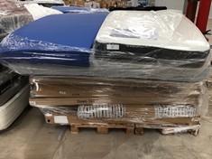 PALLET OF ASSORTED FURNITURE INCLUDING 3 MATTRESSES (MAY BE BROKEN, DIRTY OR INCOMPLETE).