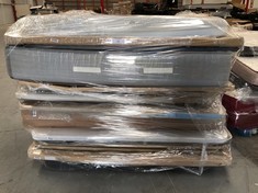 PALLET OF ASSORTED FURNITURE INCLUDING 1 MATTRESS (MAY BE BROKEN, INCOMPLETE OR DIRTY).