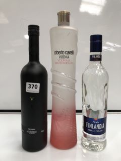 3 X ASSORTED VODKAS TO INCLUDE ROBERTO CAVALLI WATERMELON 1.0L ABV 40%, FIVE VODKA 70CL 43% AND FINLANDIA 70CL ABV 40% (PLEASE NOTE: 18+YEARS ONLY. STRICTLY NO COURIER REQUESTS. COLLECTIONS MONDAY 1S