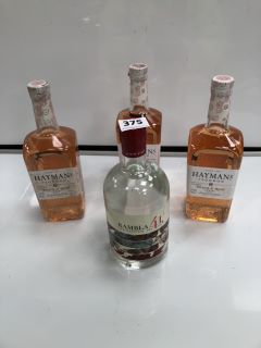 3 X BOTTLES OF HAYMAN'S OF LONDON PEACH & ROSE CUP SPIRIT DRINK 70CL ABV 25% TO INCLUDE RAMBLA 41 MEDITERRANEAN DRY GIN 70CL ABV 40% (PLEASE NOTE: 18+YEARS ONLY. STRICTLY NO COURIER REQUESTS. COLLECT