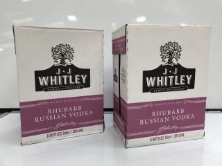 12 X BOTTLES OF J.J WHITLEY RHUBARB VODKA 70CL ABV 38% - TOTAL RRP £168 (PLEASE NOTE: 18+YEARS ONLY. STRICTLY NO COURIER REQUESTS. COLLECTIONS MONDAY 1ST APRIL - FRIDAY 5TH APRIL 2024 ONLY)