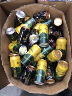 BOX OF APPROX 60 X ASSORTED CIDER TO INCLUDE KOPPARBERG AND THATCHERS (PLEASE NOTE: 18+YEARS ONLY. STRICTLY NO COURIER REQUESTS. COLLECTIONS MONDAY 1ST APRIL - FRIDAY 5TH APRIL 2024 ONLY)