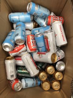 BOX OF APPROX 60 X ASSORTED LAGERS AND ALES TO INCLUDE STELLA ARTOIS, CAMDEN HELLS, INNIS & GUNN, WHITSTABLE BAY AND HOBGOBLIN GOLD (PLEASE NOTE: 18+YEARS ONLY. STRICTLY NO COURIER REQUESTS. COLLECTI