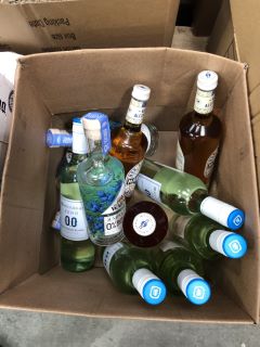 BOX OF ASSORTED NON-ALCOHOLIC DRINKS TO INCLUDE MARTINI, MCGUIGAN SAUVIGNON BLANC AND WARNER'S JUNIPER DOUBLE DRY BOTANIC GARDEN SPIRITS (PLEASE NOTE: 18+YEARS ONLY. STRICTLY NO COURIER REQUESTS. COL