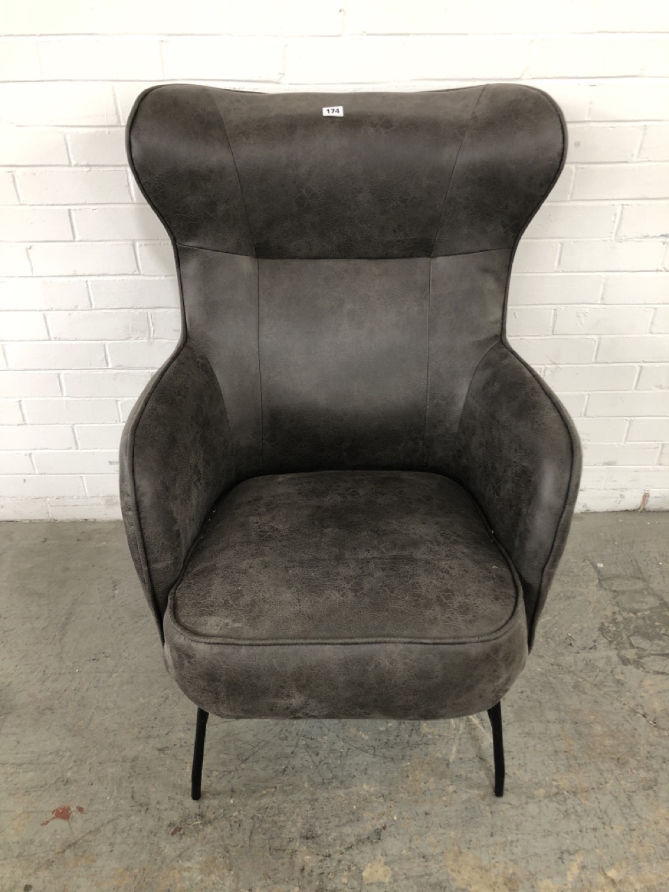 FRANKY ACCENT CHAIR DARK GREY FAUX LEATHER RRP- £285 (COLLECTION OR OPTIONAL DELIVERY)