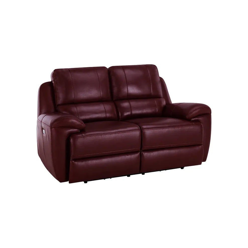 AUSTIN 2 SEATER ELECTRIC RECLINER SOFA WITH POWER HEADREST & USB PORTS IN BURGUNDY LEATHER RRP- £1899.99 (COLLECTION OR OPTIONAL DELIVERY)