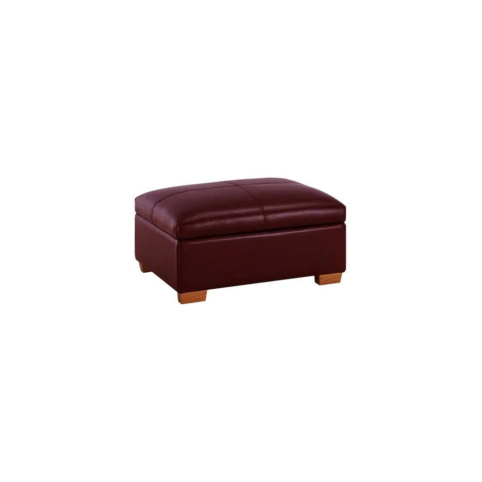 GENERIC STORAGE FOOTSTOOL IN BURGUNDY LEATHER RRP- £469.99 (COLLECTION OR OPTIONAL DELIVERY)