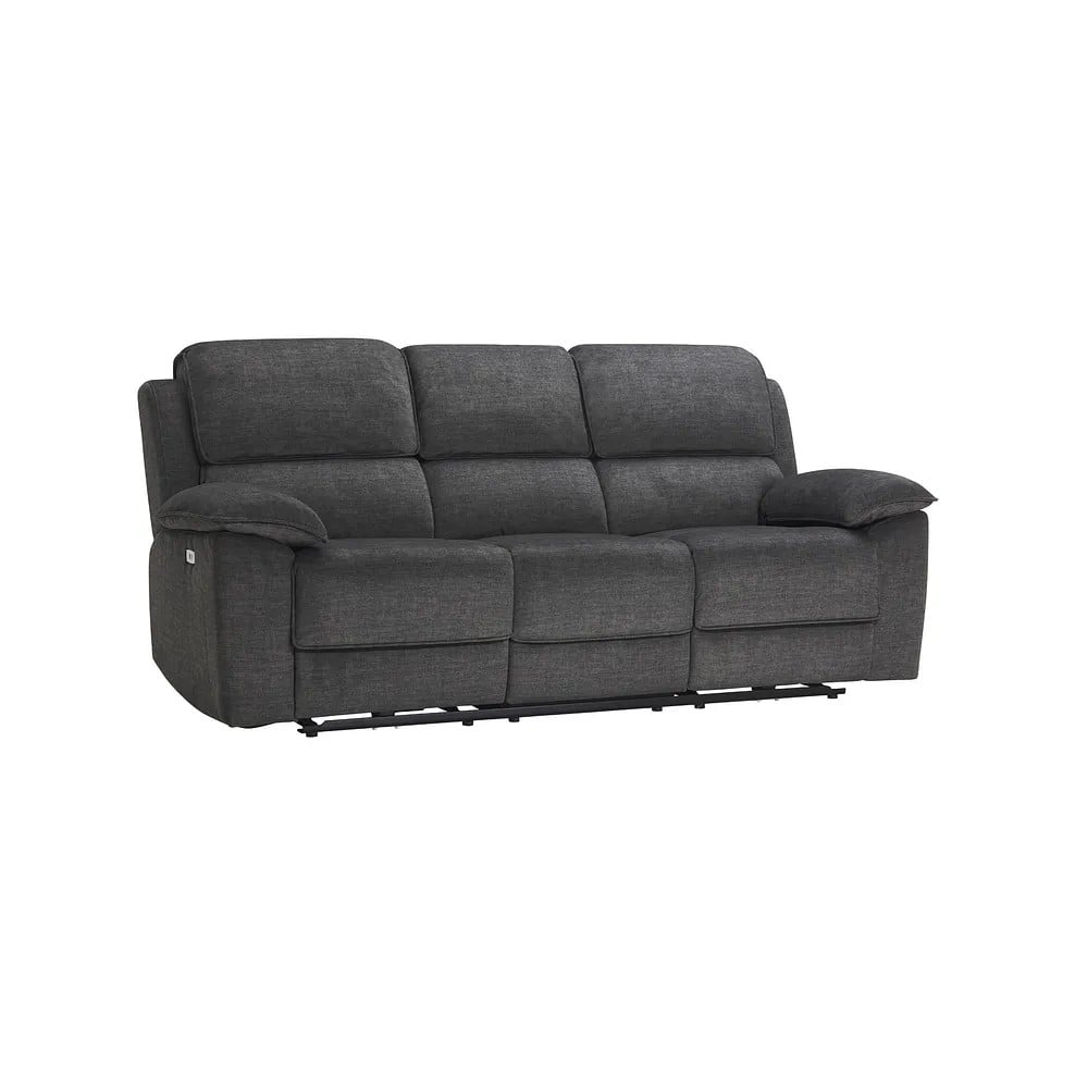 GOODWOOD PLUSH CHARCOAL FABRIC 3 SEATER ELECTRIC RECLINER SOFA WITH USB PORTS TO INCLUDE MATCHING STORAGE FOOTSTOOL TOTAL RRP- £1529.98 (COLLECTION OR OPTIONAL DELIVERY)